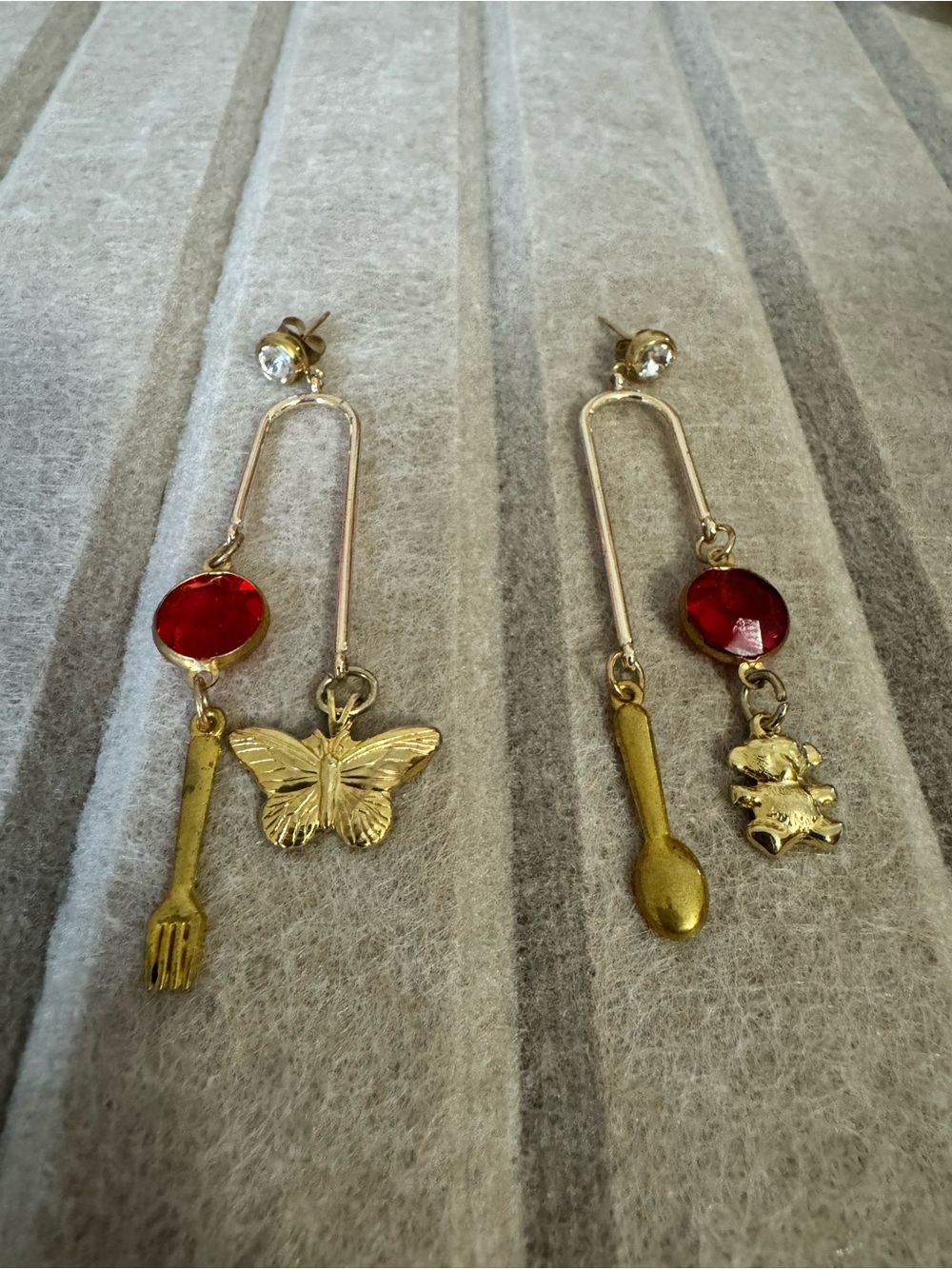 One-of-a-Kind Handmade Vintage Charm Statement Earrings - Picture 4 of 8